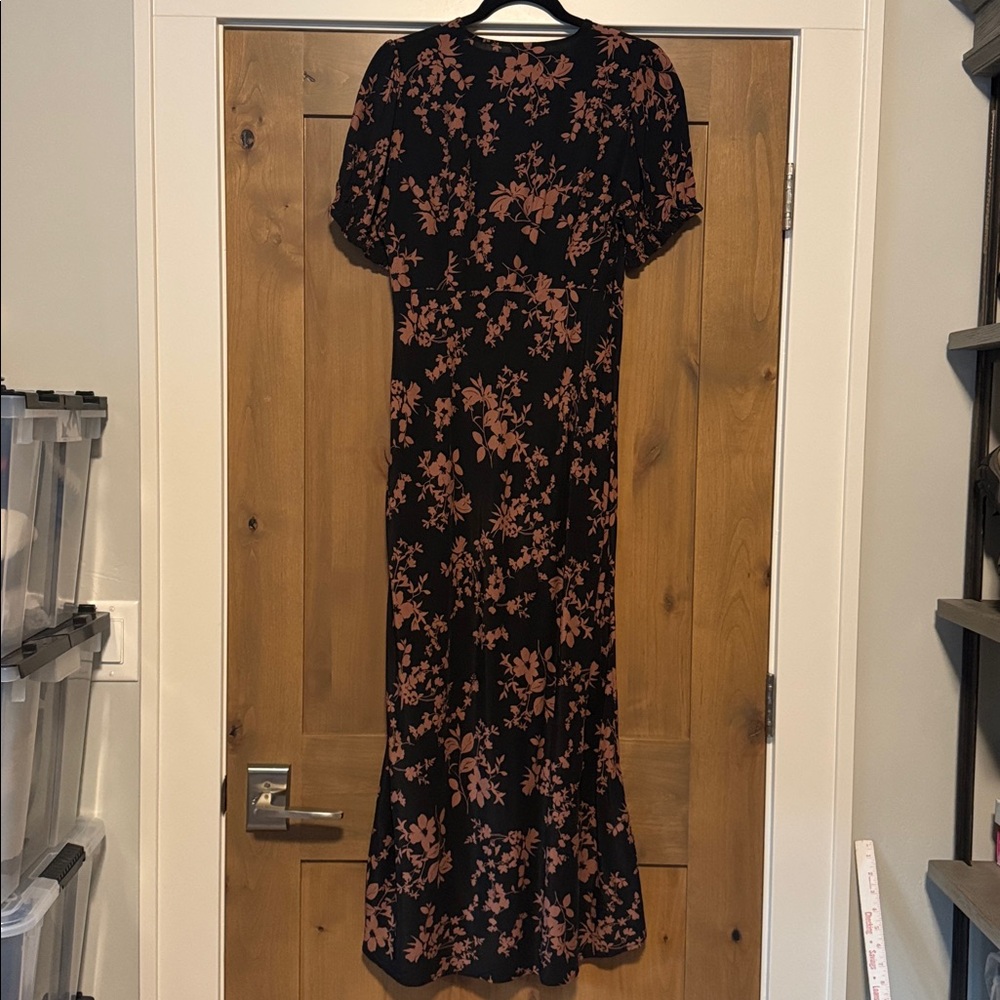EUC A new day floral Maxi dress Womens M puff sleeve mermaid V Neck career Work - Picture 3 of 13